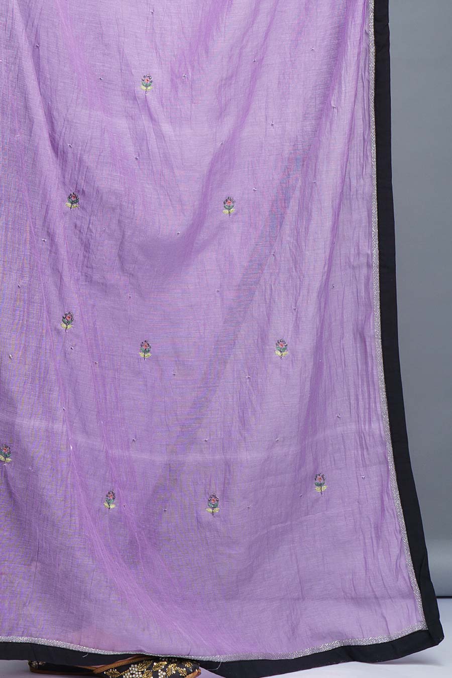 Black & Lavender Embroidered Kurta Set