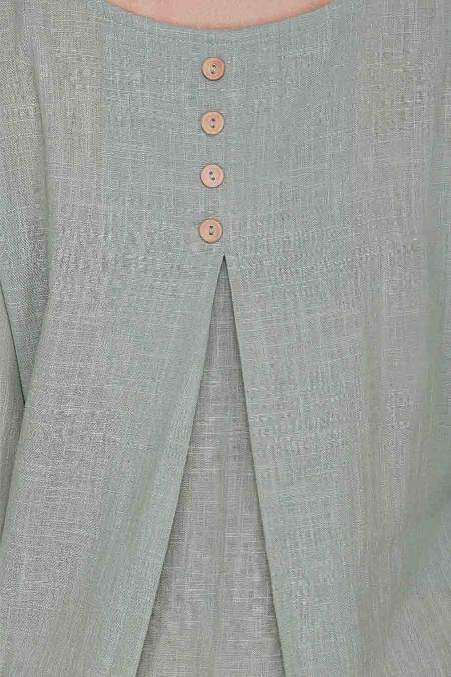 Green Loose Fit Cotton Kurta