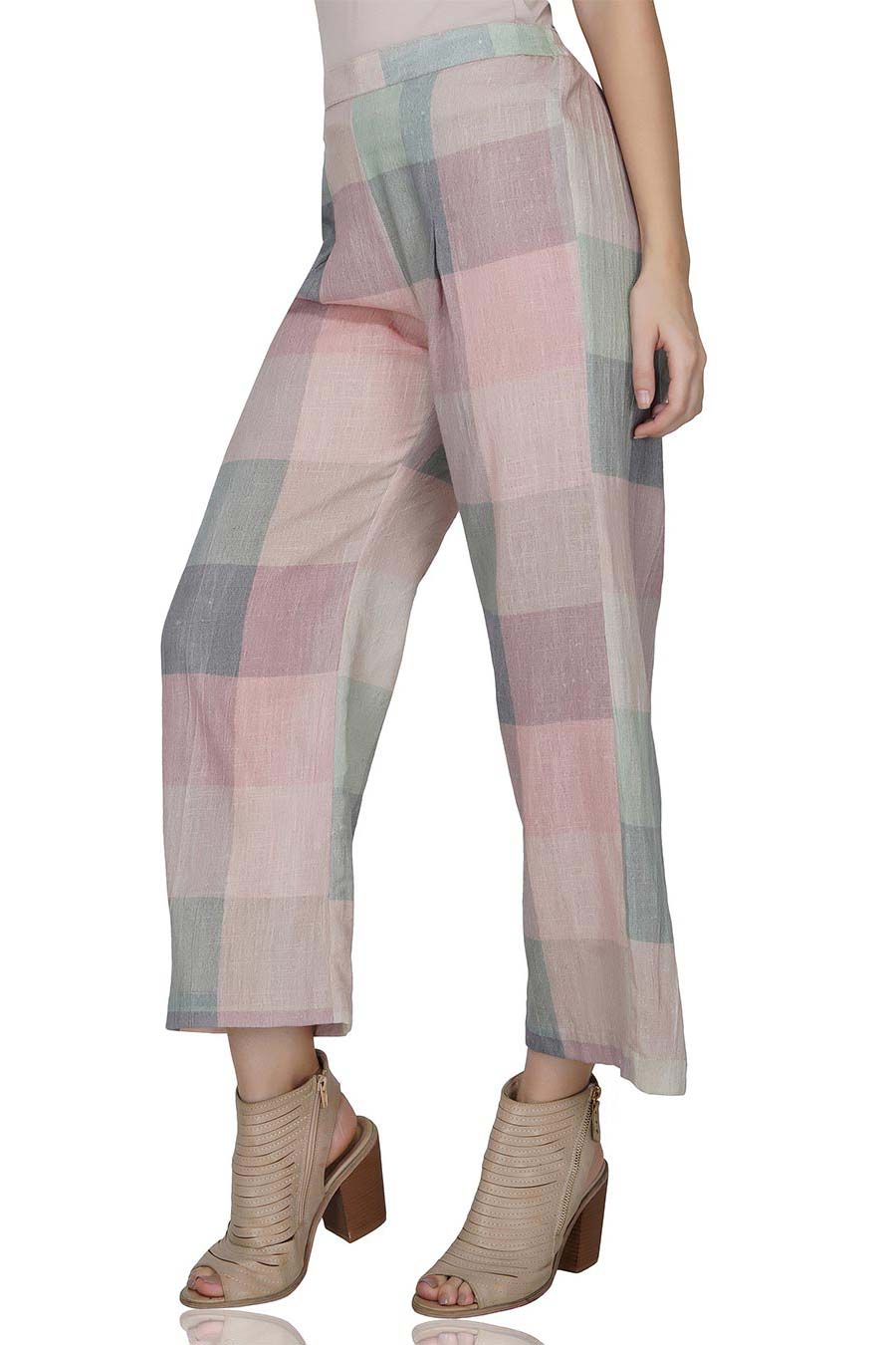 Green Checkered Cotton Pants