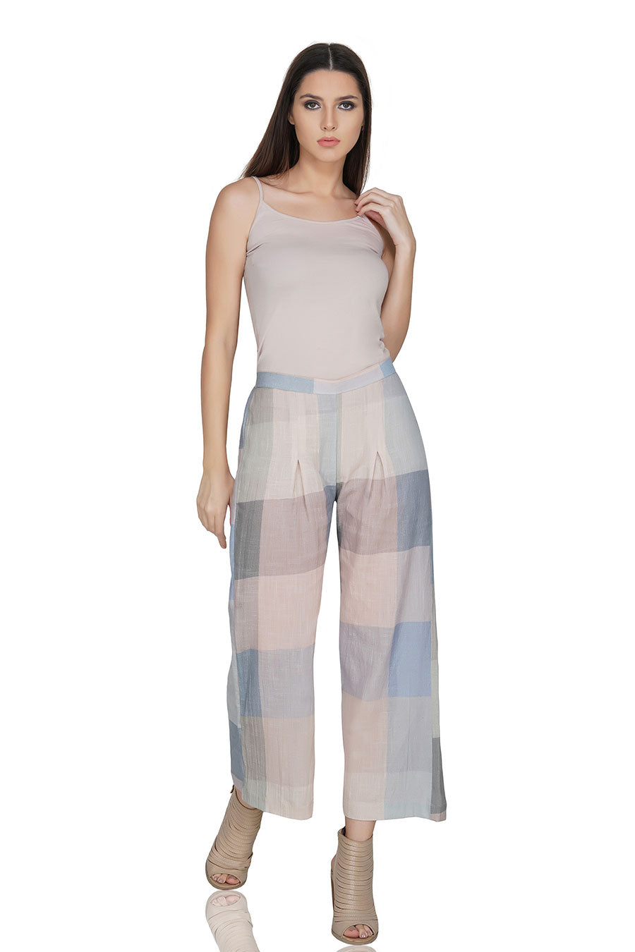 Lavender Checkered Cotton Pants