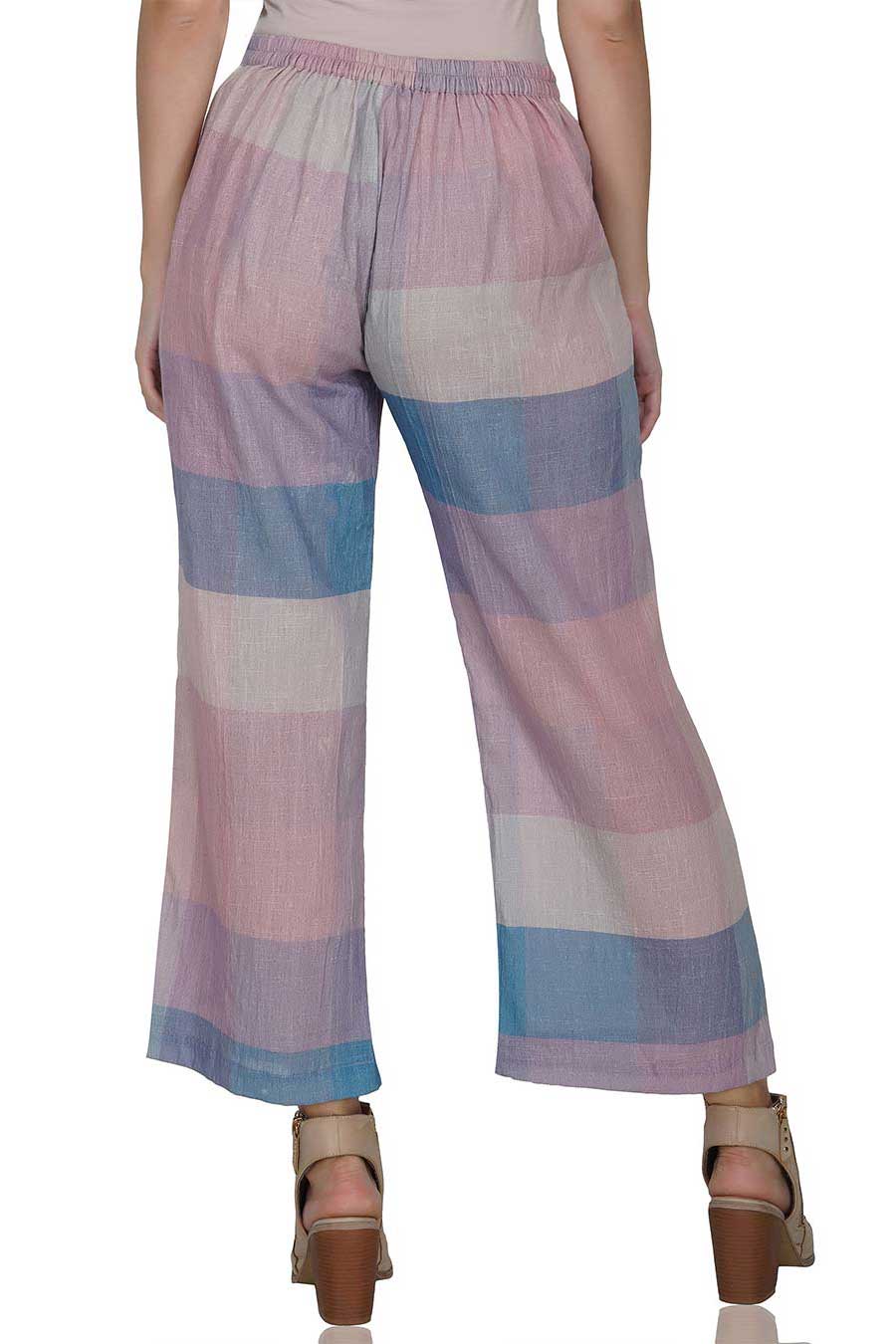 Purple Checkered Cotton Pants
