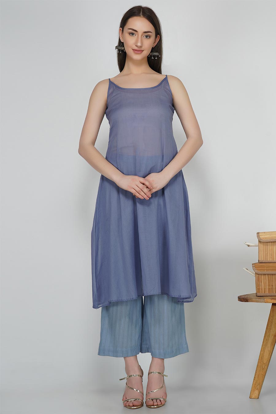 Lavender Kurta & Pants Set With Slip