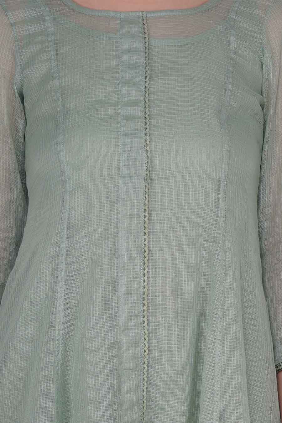Rosemary Green Kurta & Pants Set With Slip
