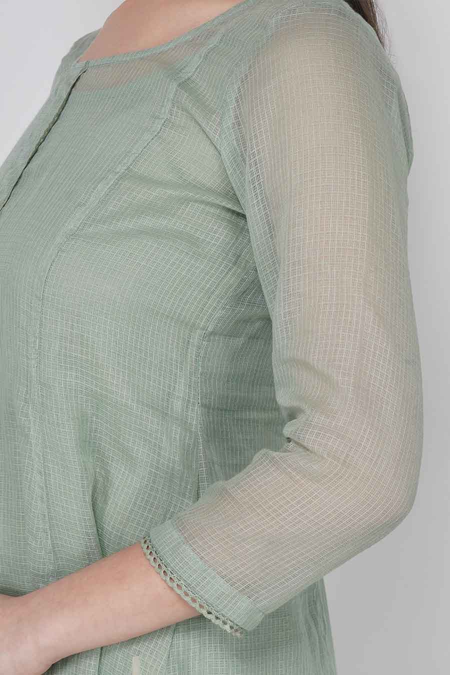 Rosemary Green Kurta & Pants Set With Slip