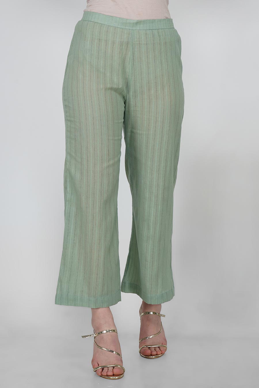Rosemary Green Kurta & Pants Set With Slip