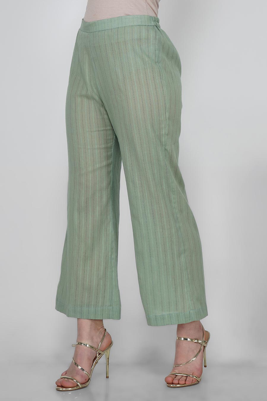 Rosemary Green Kurta & Pants Set With Slip