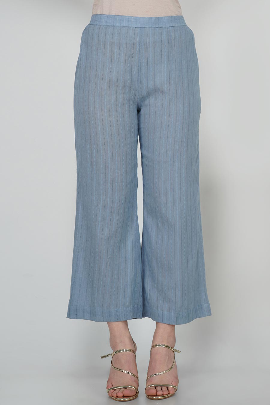 Lavender Leno Cotton Striped Pants