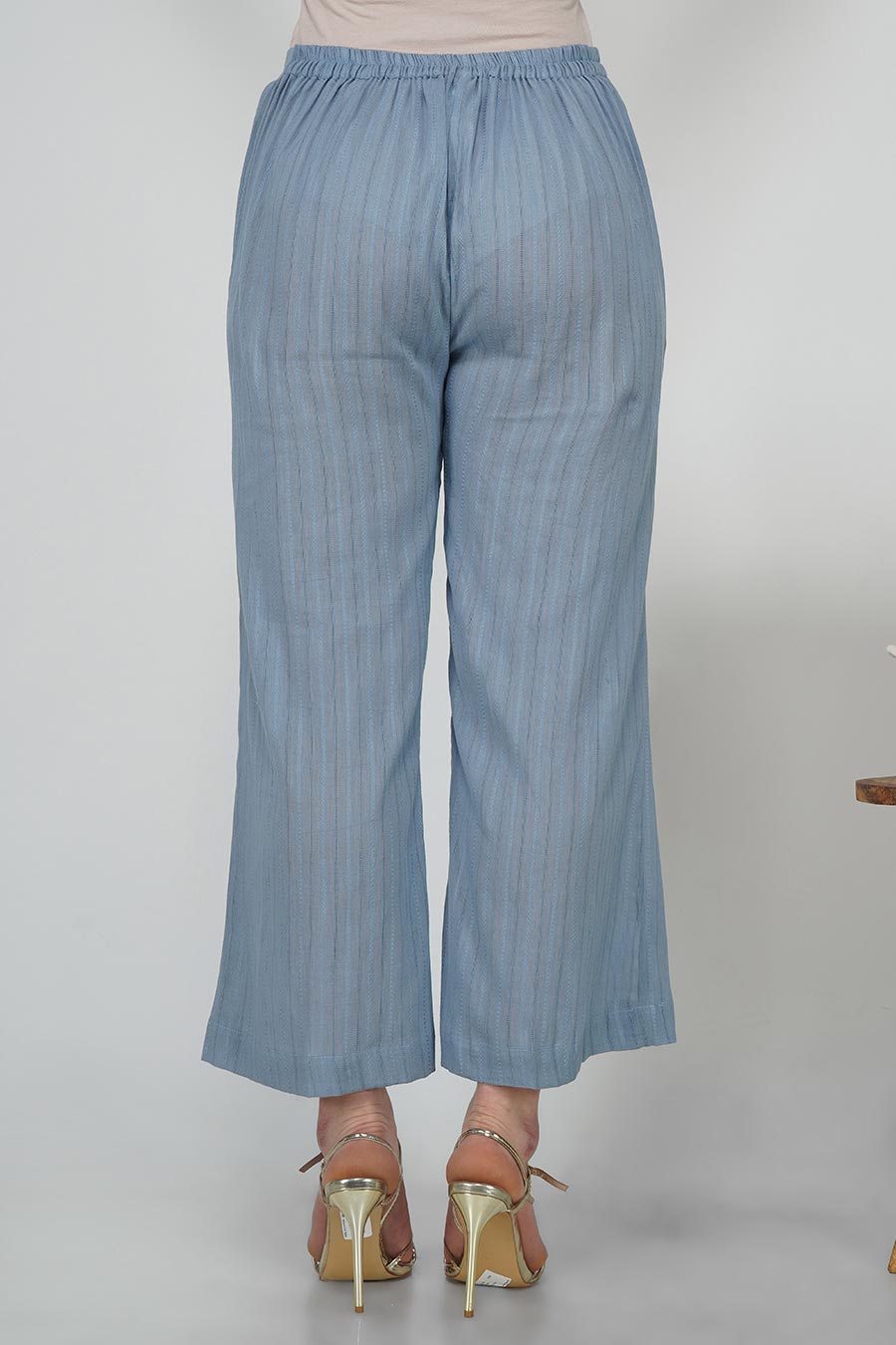 Lavender Leno Cotton Striped Pants