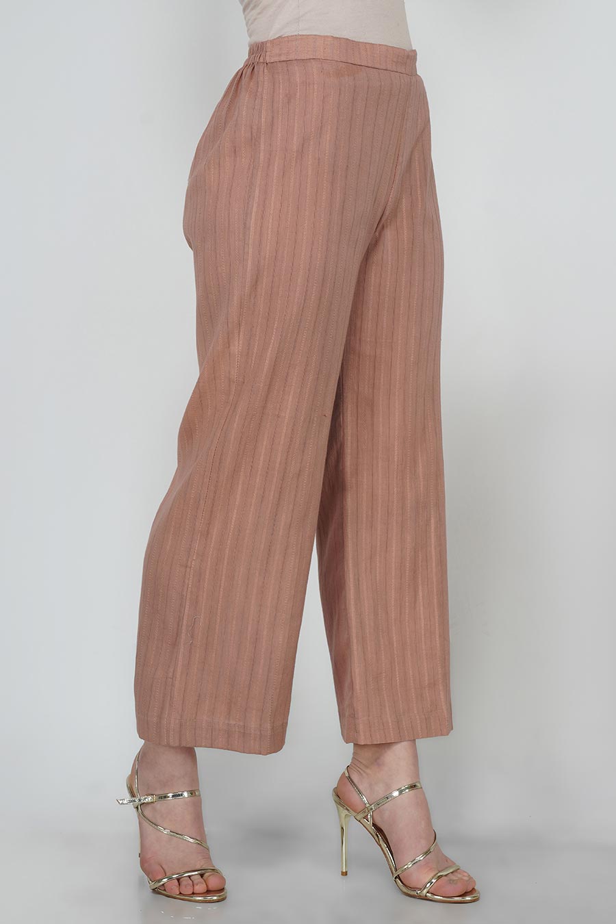 Sepia Leno Cotton Striped Pants