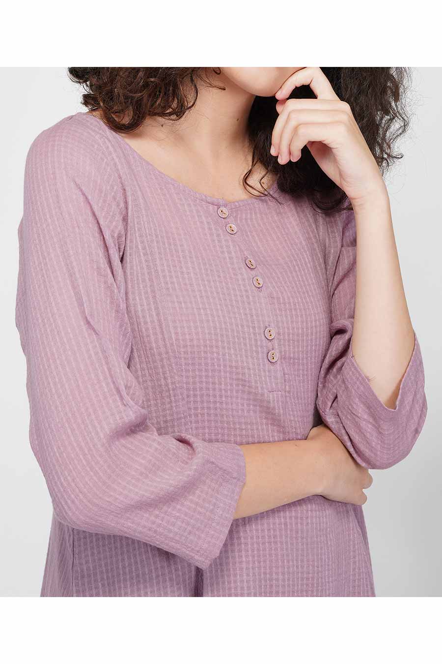 Mauve High-Low Kurta With Slip