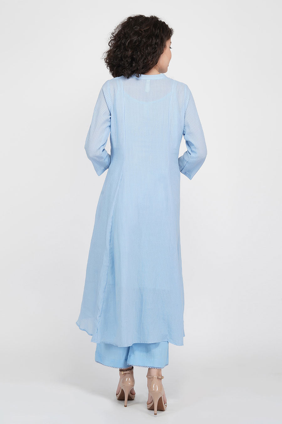 Blue Flared Kurta & Pants Set