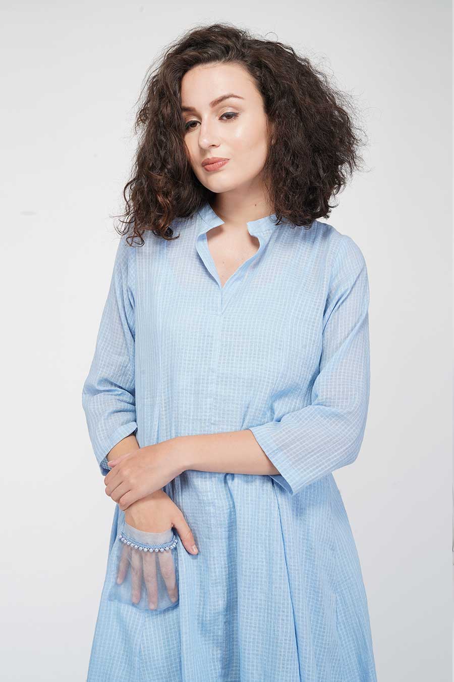 Blue Flared Kurta & Pants Set