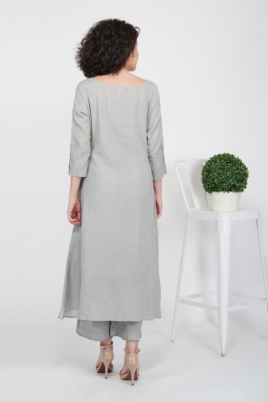 Grey A-Line Kurta & Pants Set