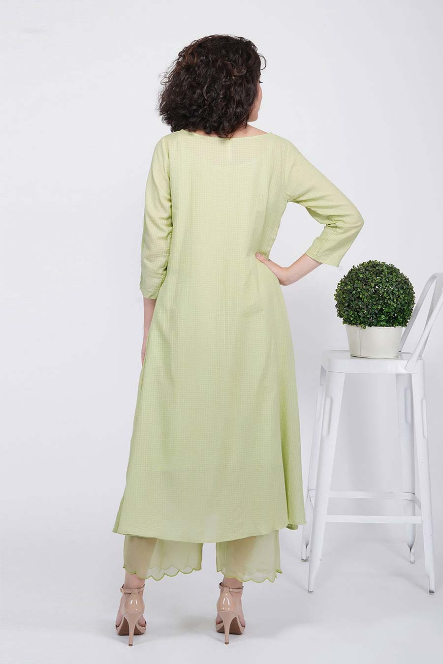 Green A-Line Kurta & Pants Set
