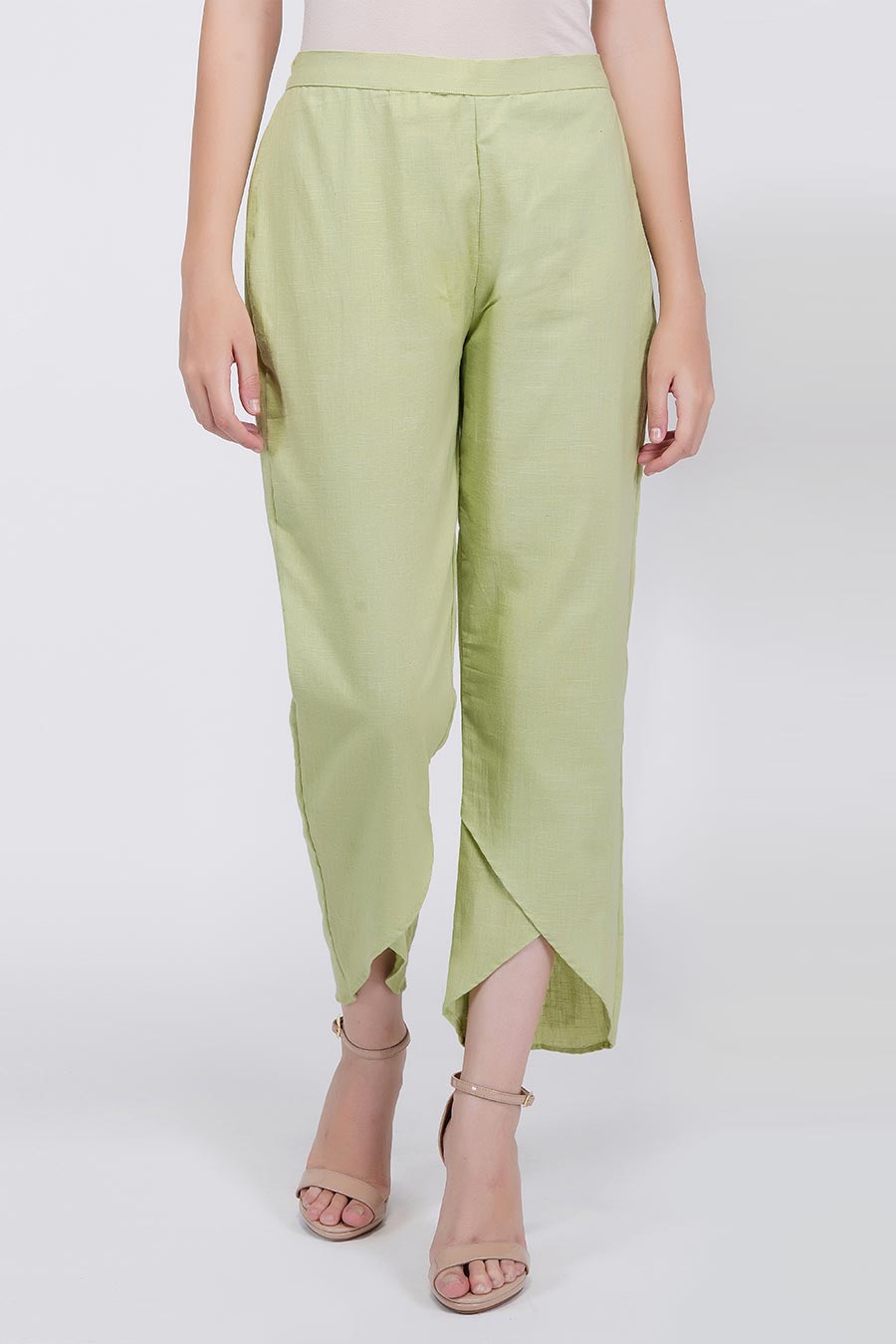 Green Tulip Hemline Cotton Pants