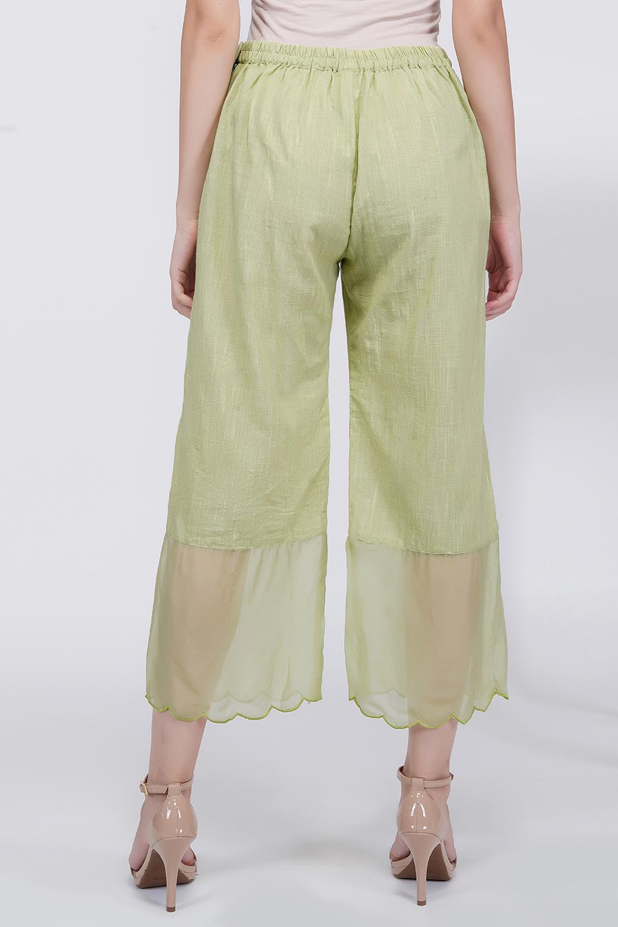 Green Scallop Hemline Pants