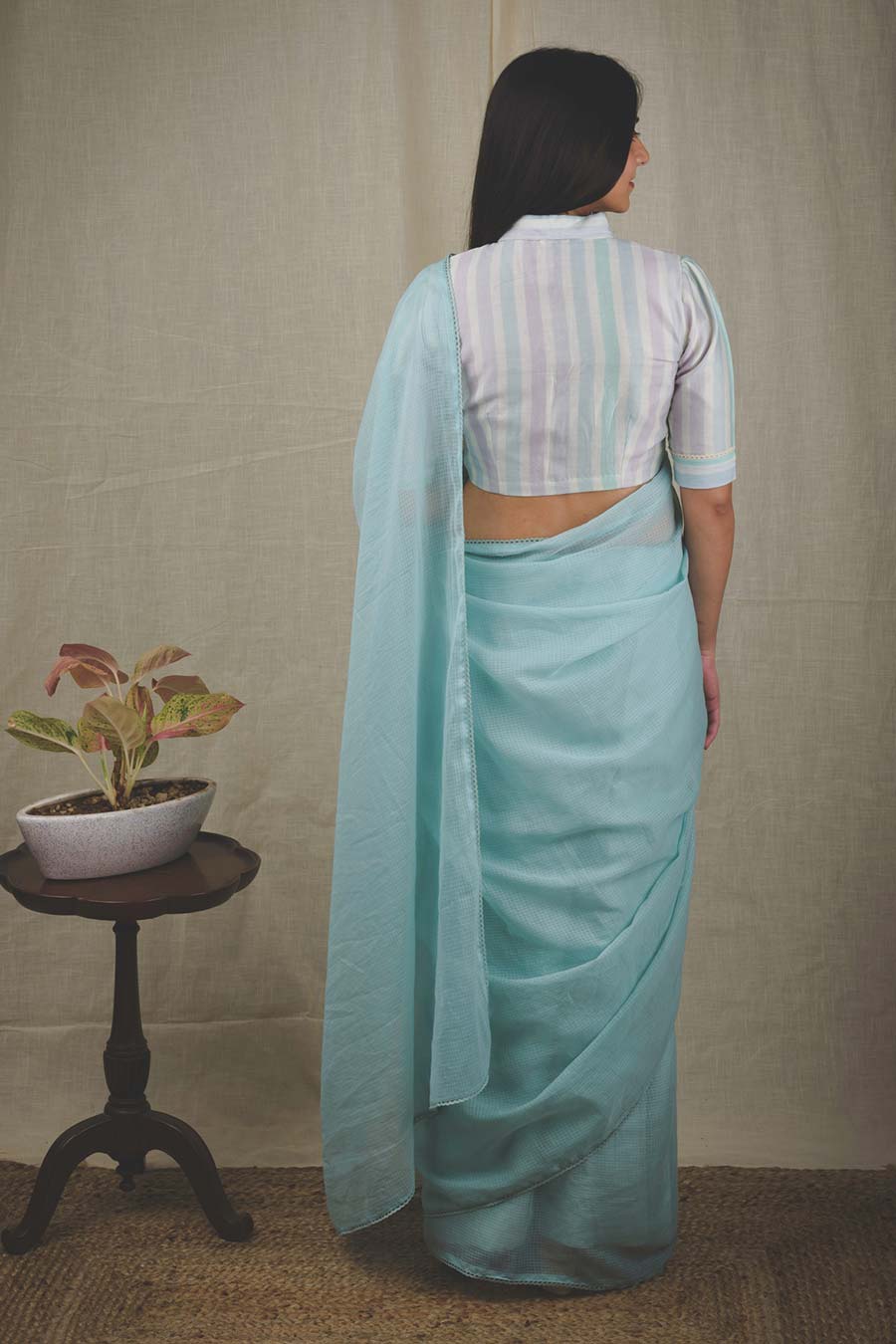 Sky Blue Handcrafted Kota Doria Saree