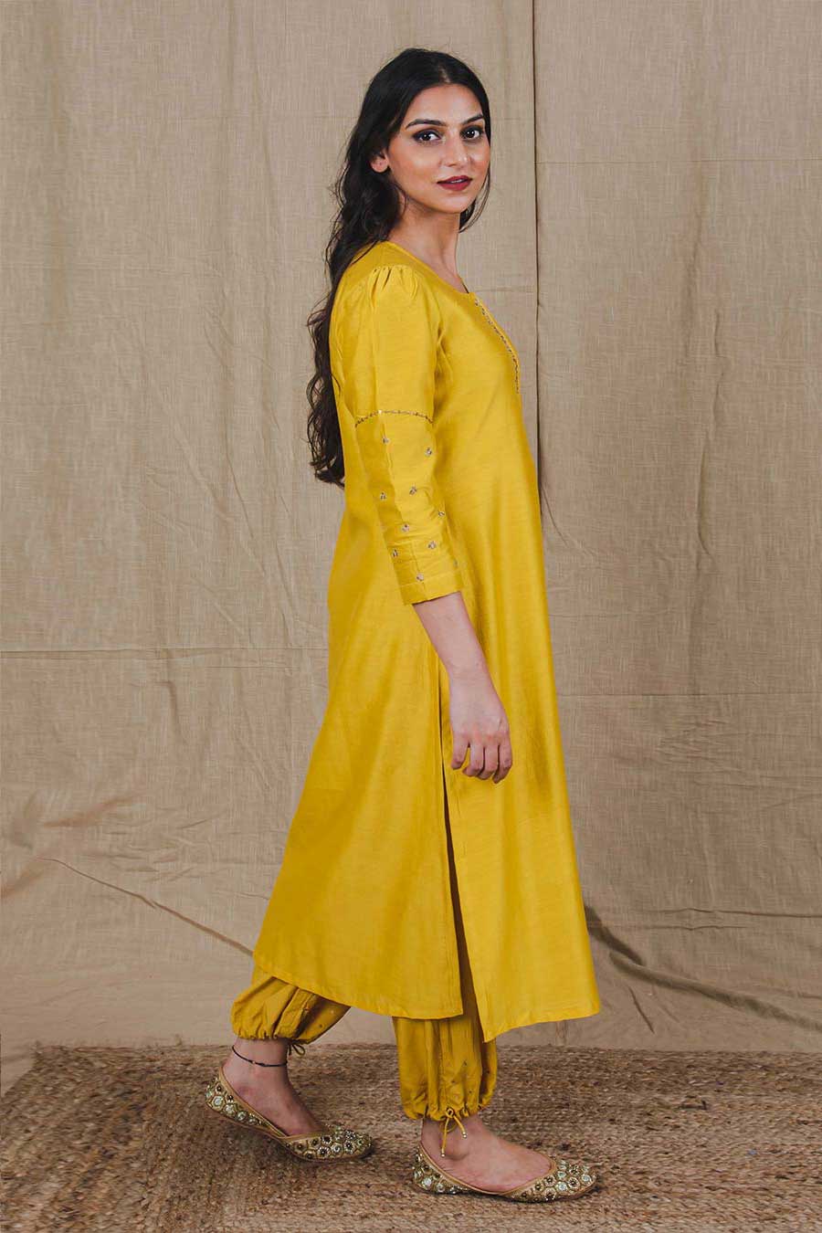 Yellow Embroidered Kurta & Pant Set