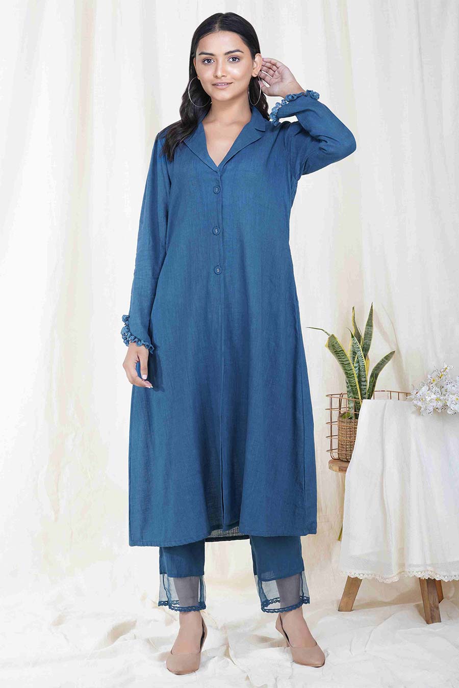 Blue Jacket Kurta & Pant Co-ord Set