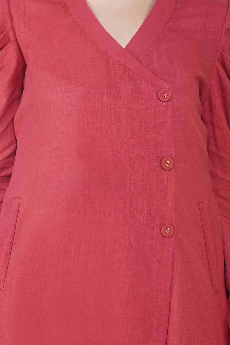 Rust Red Cotton Jacket Kurta
