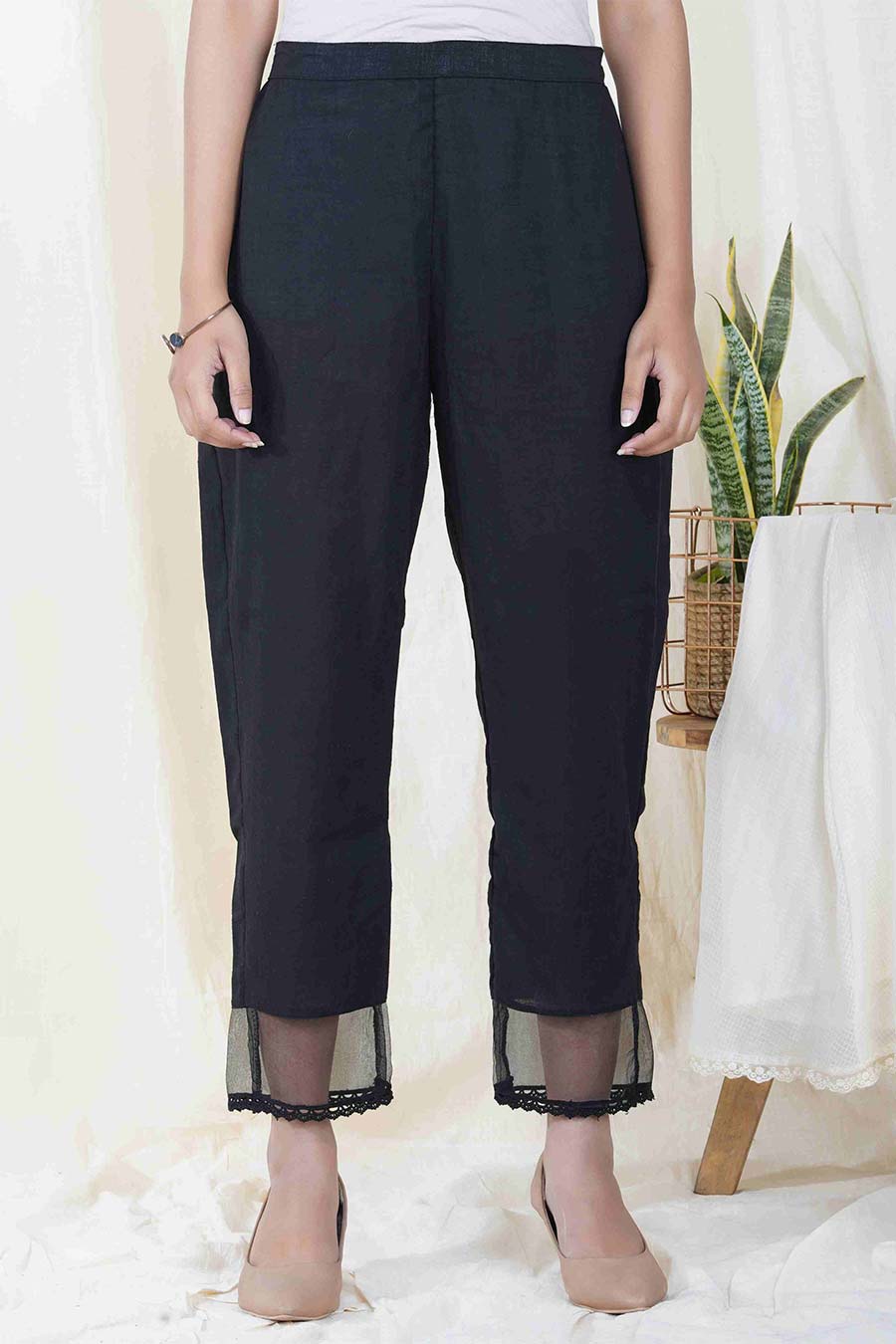 Black Relaxed Cotton Pant
