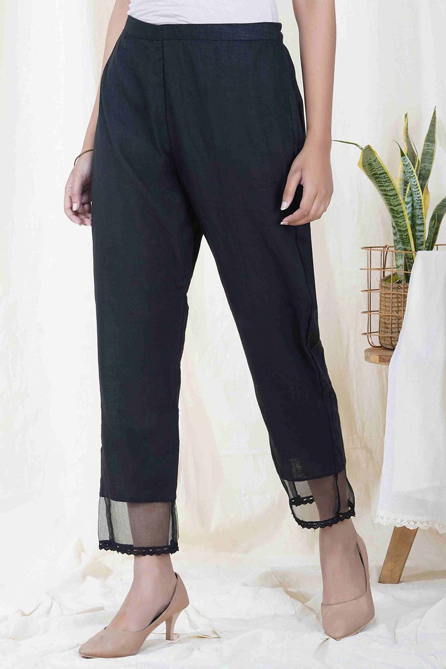 Black Relaxed Cotton Pant