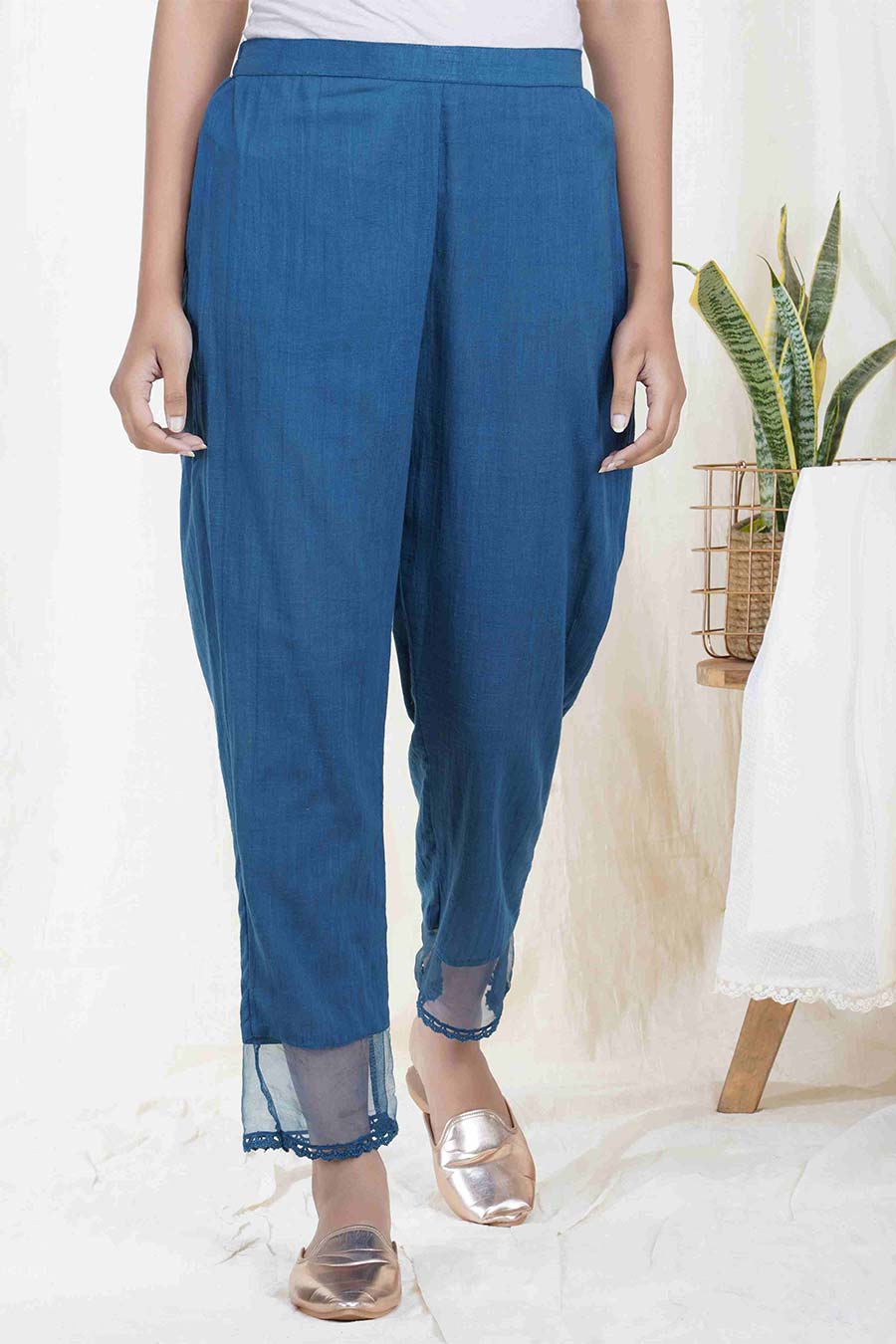 Blue Relaxed Cotton Pant