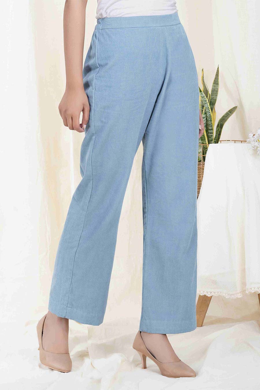 Frost Blue Corduroy Straight Pant