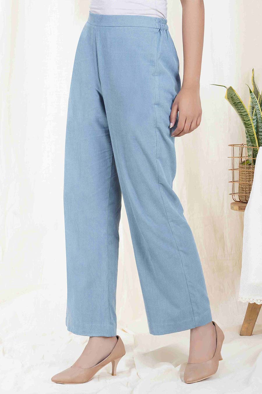 Frost Blue Corduroy Straight Pant