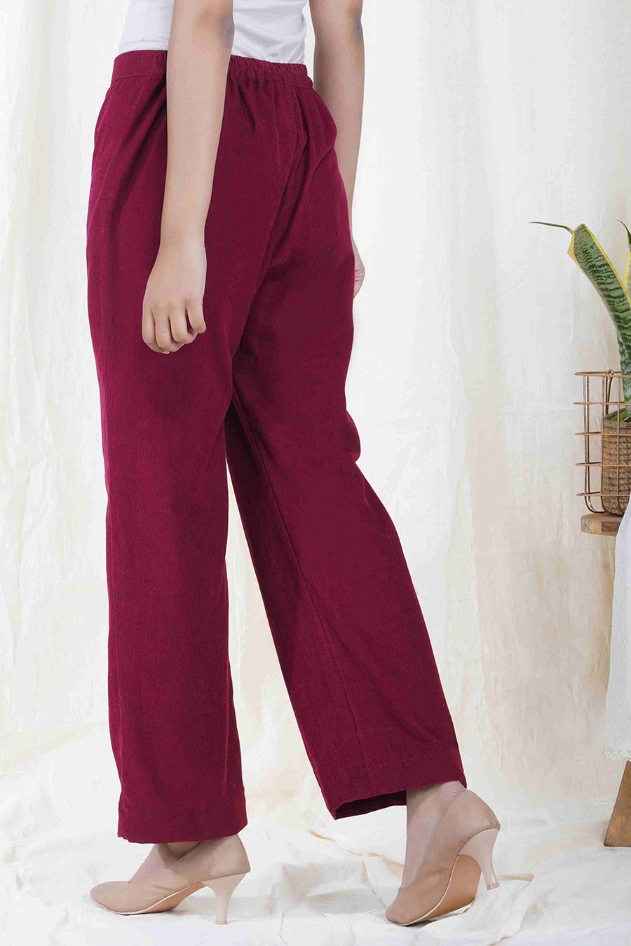 Wine Red Corduroy Straight Pant